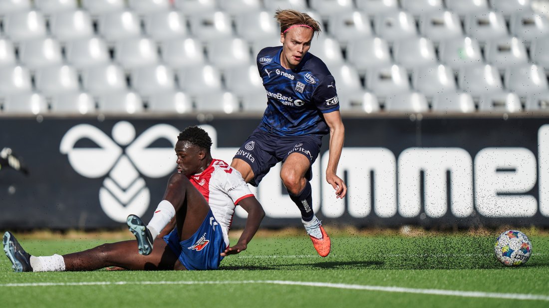 Leander Næss Alvheim kom til flere muligheter og hadde en annullert scoring. Foto: NTB